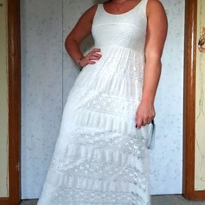 White Lace Boho Maxi dress